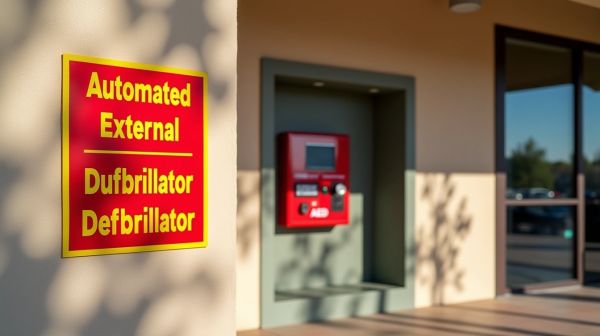 How to identify AED locations with high-visibility signs